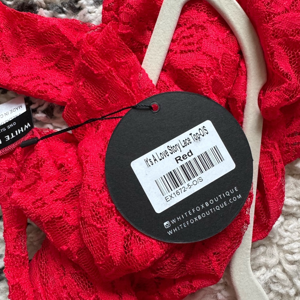 White Fox Boutique | It’s a Love Story Red Lace Backless Top O/S - Picture 6 of 6